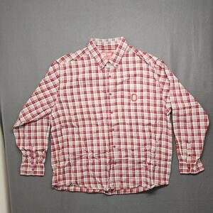Buckeyes Ohio State Authentic Apparel XL Long Sleeve Button Up Red Grey Plaid